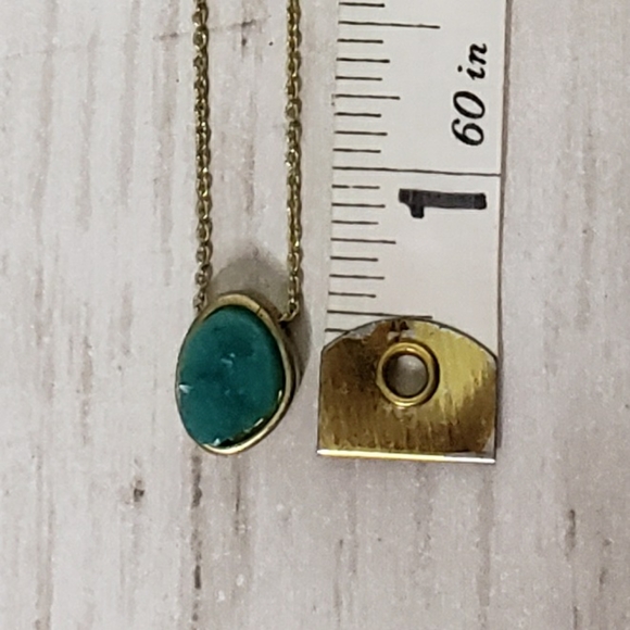 Necklace Druzy Green Gold-tone Pendant Choker Short - Picture 8 of 10